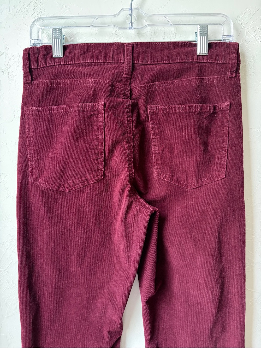 Celebrity Pink Burgundy Corduroy Flare Jeans Raw Hem Stretch Size 9/29 - Picture 7 of 10